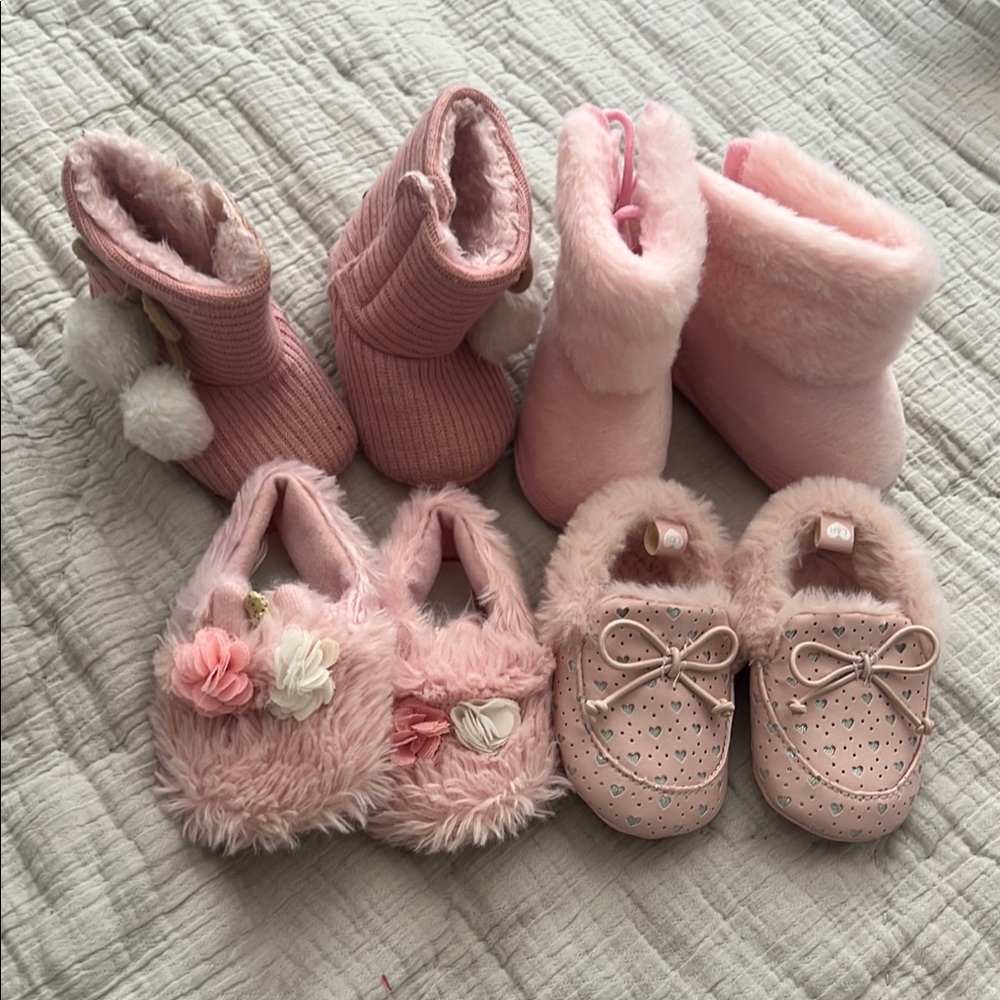 Adorable Pink Baby Booties Set